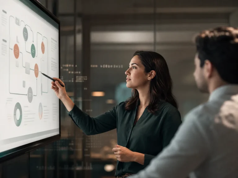 Reviewing a revenue cycle workflow on screen